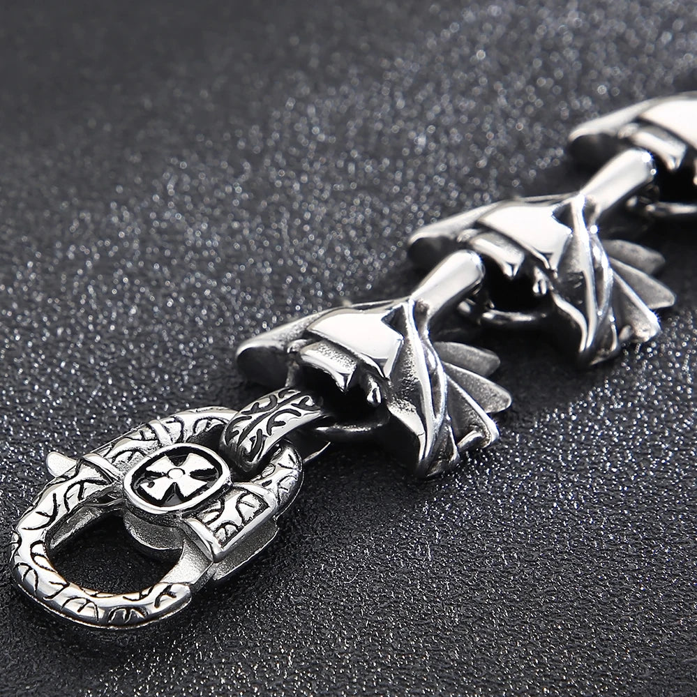 Gothic 8pcs Wolf Heads Chain Bracelet for Man Stainless Steel Mens Bracelets Unique Masculine Jewelry Gifts for