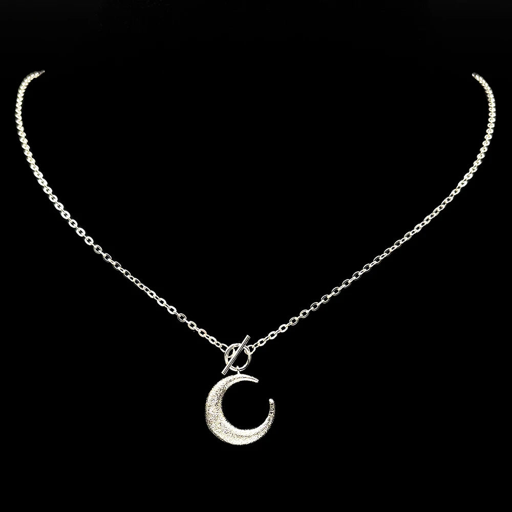 Moon Silver Pendant Sterling Crescent Toggle Choker