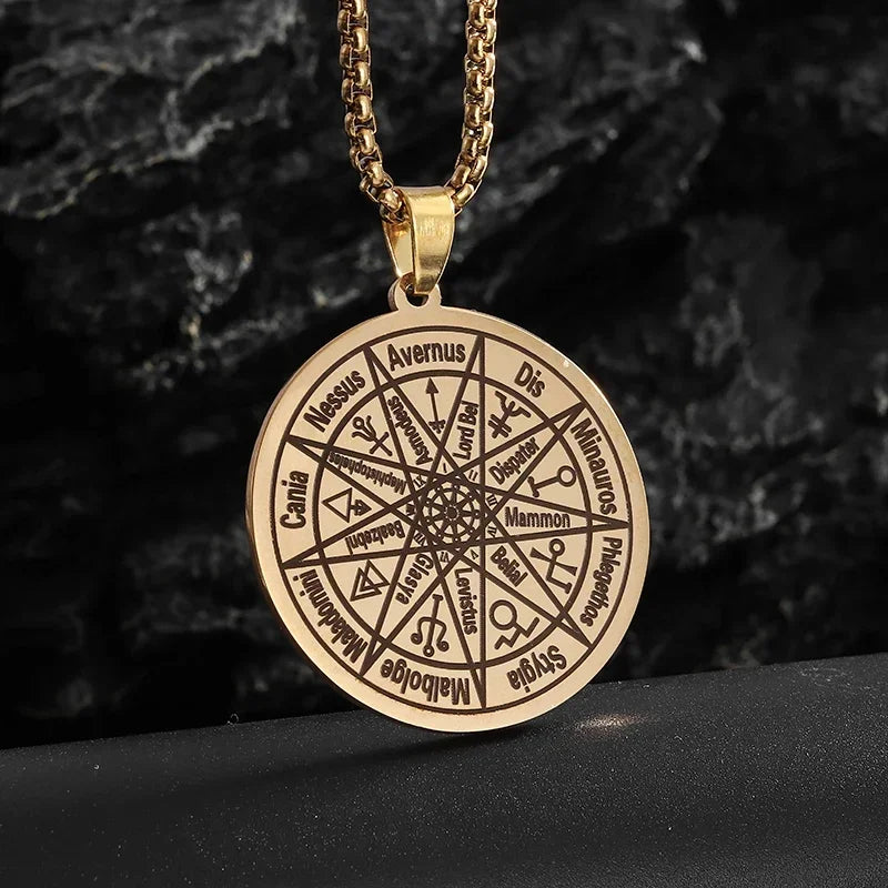 Stainless Steel Solomon Flower of Life Chakra Spirituality Necklace Archangel Sacred Geometry Metatron Pendant Jewelry Men Women