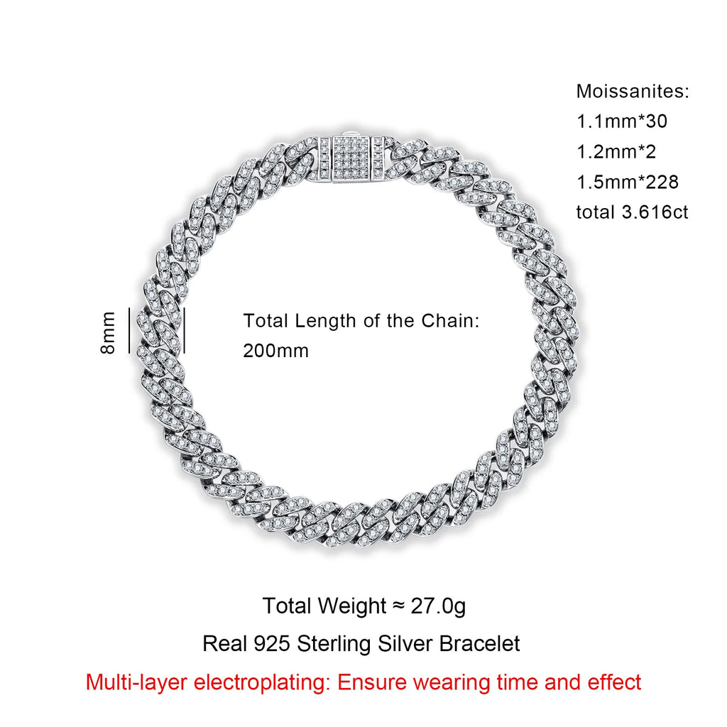 Iced Out Cuban Bracelet — 925 Silver