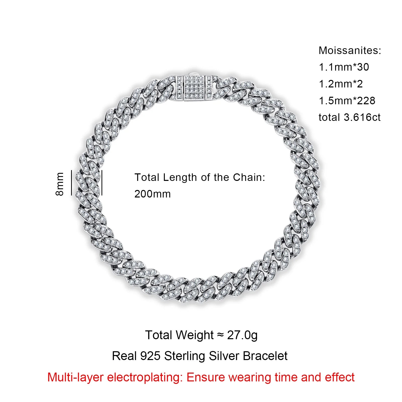Iced Out Cuban Bracelet — 925 Silver