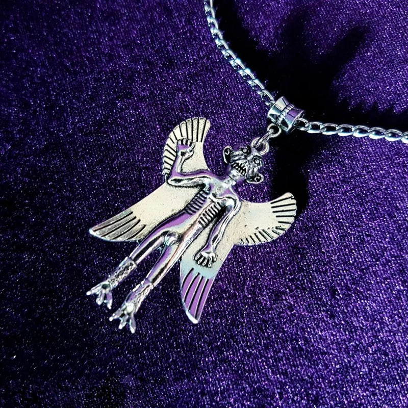 Pazuzu Necklace Occult Demonic Flying Demon Protection Sigil of Lucifer Pendant Necklace Amulet Shield Demonolatry Gift