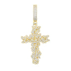 New Iced Out Bling CZ Letter Cross Pendant Necklace Various Design 5A Zircon Two Tone Color Badge Charm Men's Hip Hop