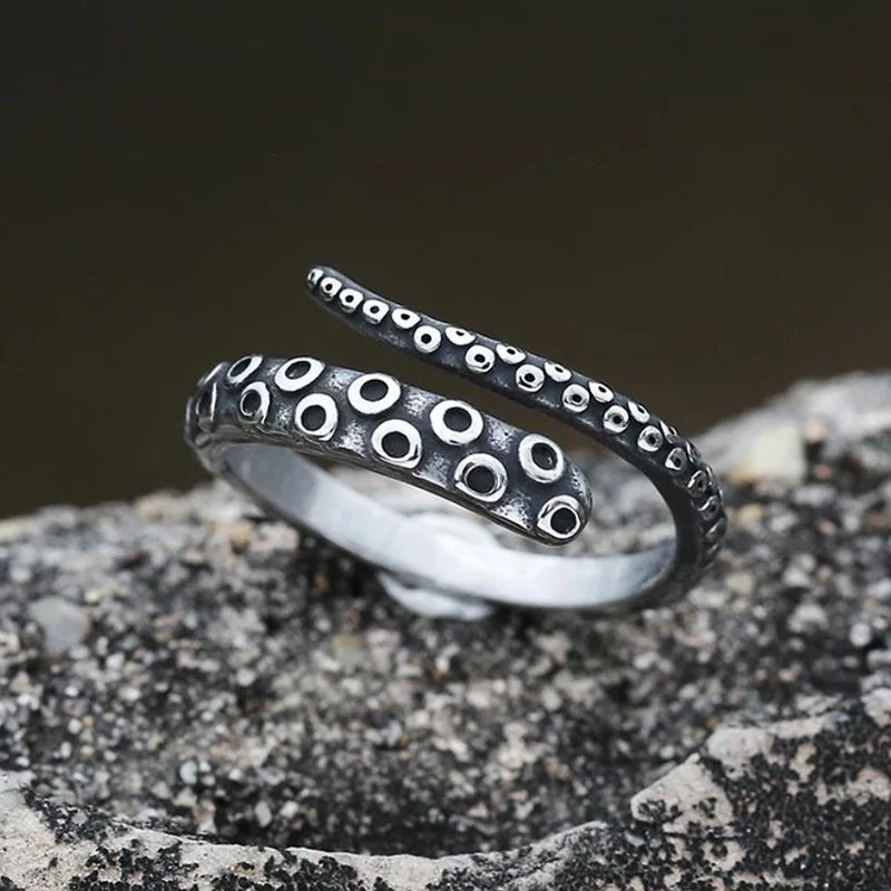 Fashion Men Rings Retro Colour Stainless Steel Vintage Octopus Style Irregular Pattern Trendy Accessories For Man Women