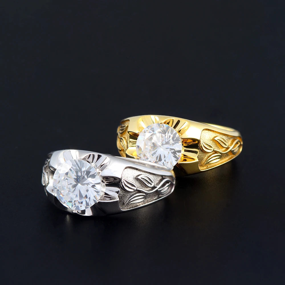 Moissanite Leaf Ring — 925 Silver
