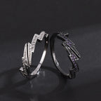 Adjustable Lightning Zircon Ring, Stainless Steel Punk Jewelry for Women Men, Comfort Fit Daily Wear Gift Idea