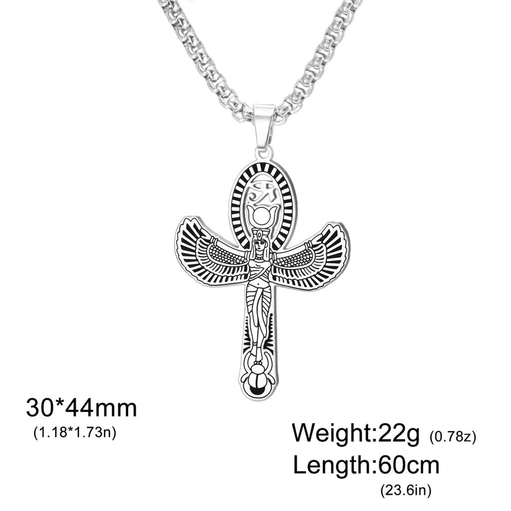 Eye of Horus Cross Wing Pendant Necklace