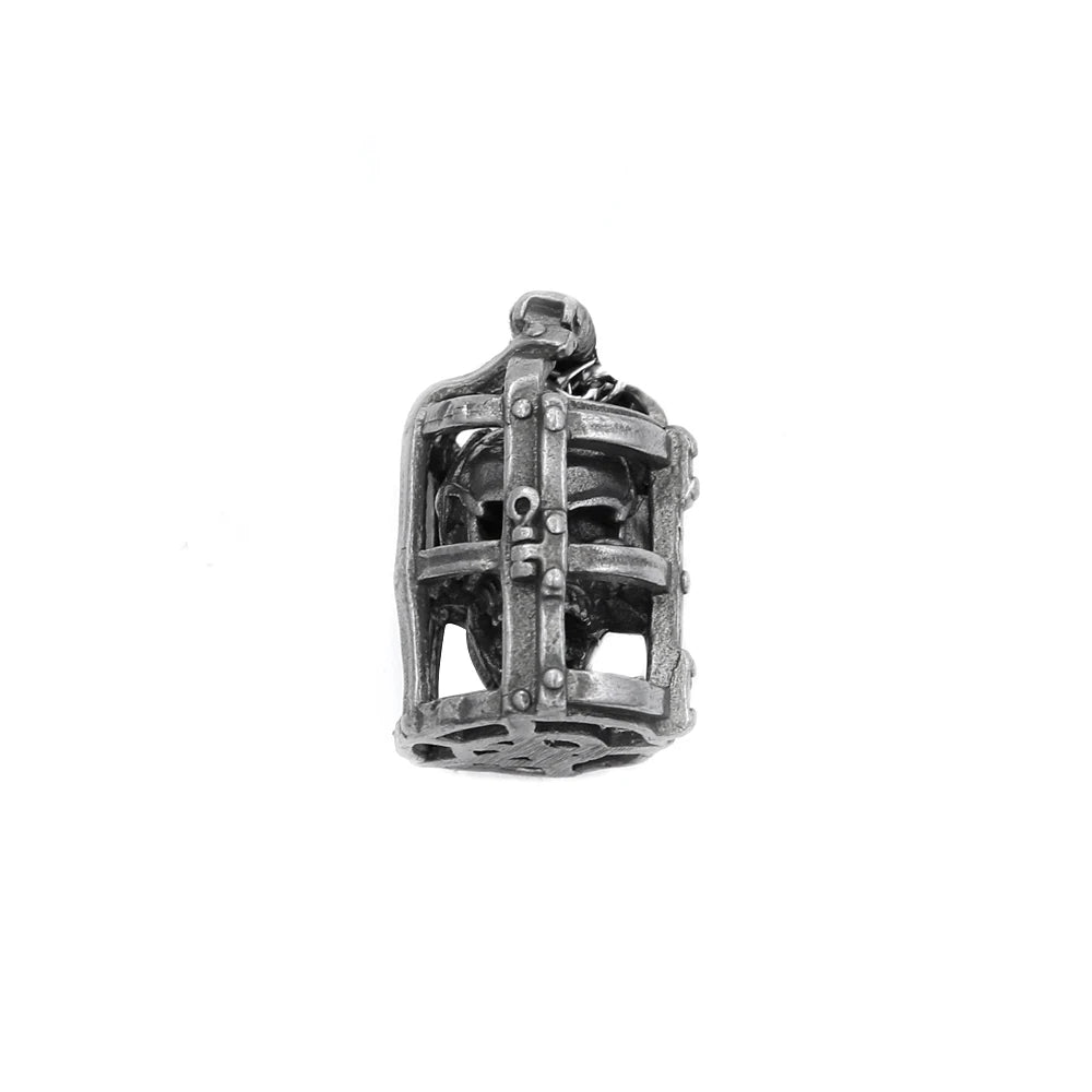 Gothic Cage Skull Pendant — Black