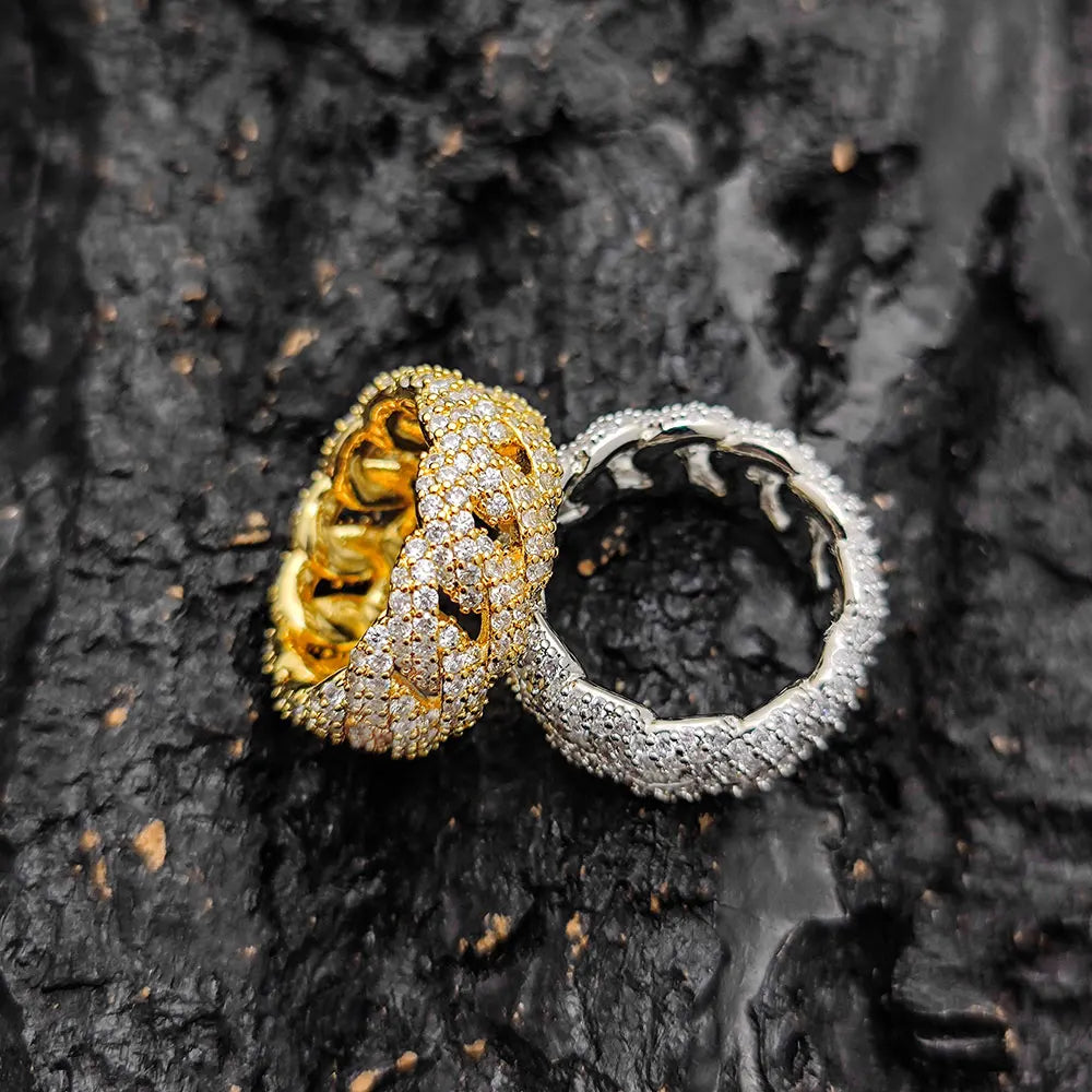 Iced Out Ring Stainless Steel Mesh CZ