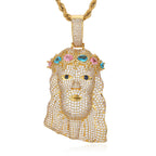 Rose Gold Jesus Head Pendant Iced Out