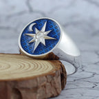 North Star Moon Ring — 925 Silver