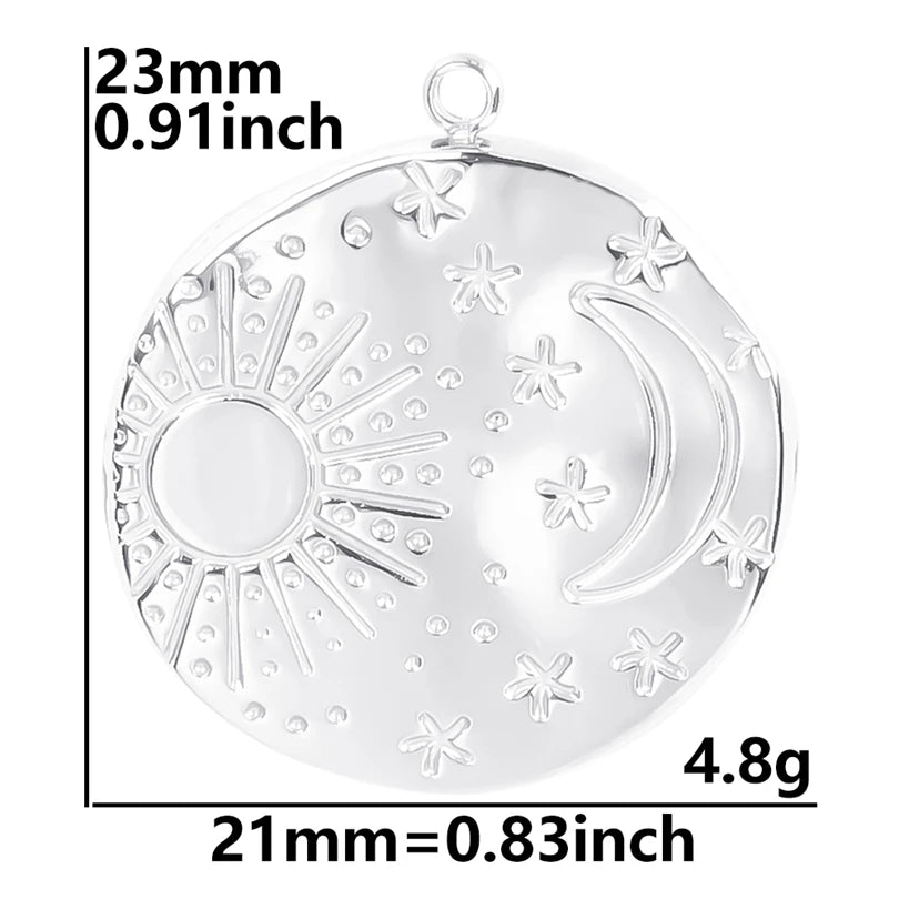 7Pcs No Fade Stainless Steel Wicca Moon Sun Egyptian Ankh Life Cross Pendant DIY Fatima Hand Turkish Evil Eye кулон Jewelry