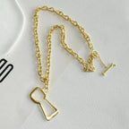 Brand Fashion Show Metal Alloy Key Lock Pendant Necklace For Women Fashion Jewelry Gorgeous Sweater Chain Statement
