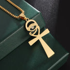 Stainless Steel Ancient Egyptian Ankh Cross Life Key Totem Necklace Men and Women Lucky Amulet Jewelry