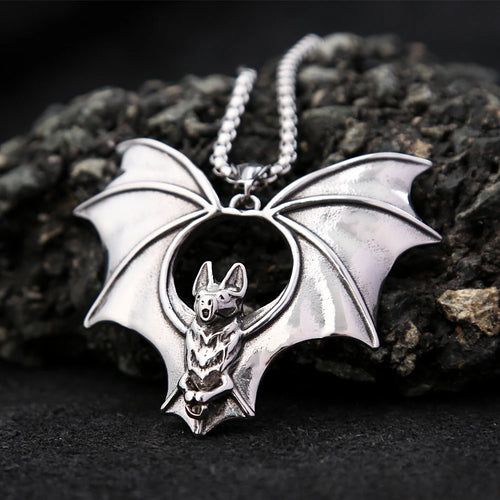 Bat Pendant Necklace — Stainless Steel