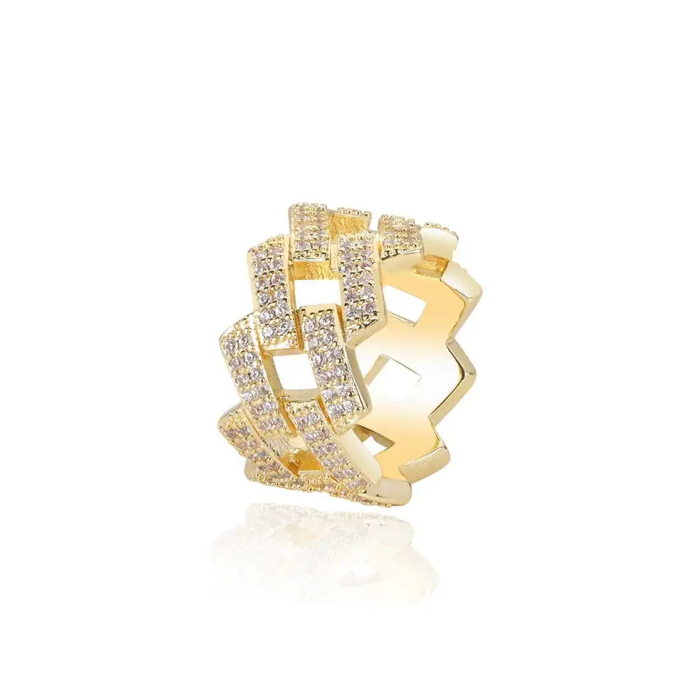 Iced Out Cuban Ring Stainless Steel 14MM