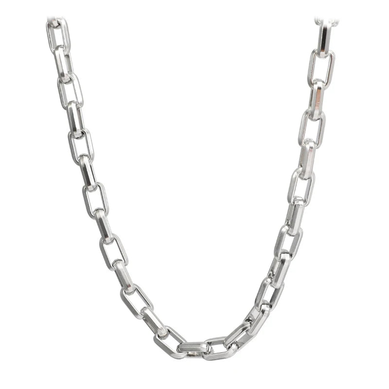 Men Thick Rectangle Paperclip Link Choker Necklace 316L Stainless Steel No Pendant Minimalist Hop Street Layer Neck Jewelry