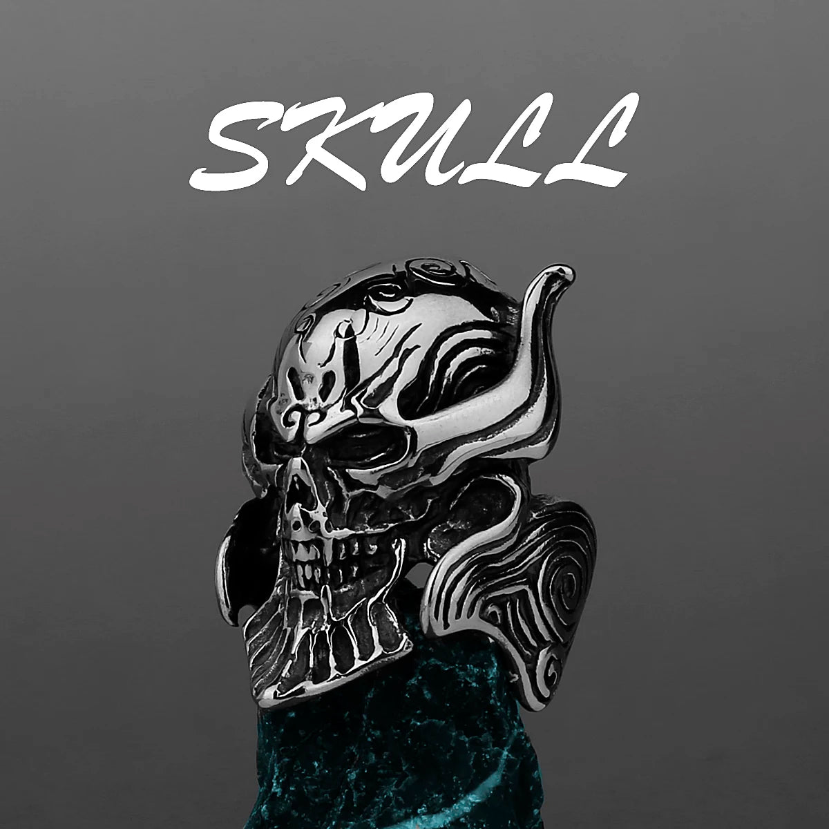 Stainless Steel Ring Domineering Wolf Tooth Armor Men's High Quality Fashion Biker Red Eye Hell Devil Ring Jewelry