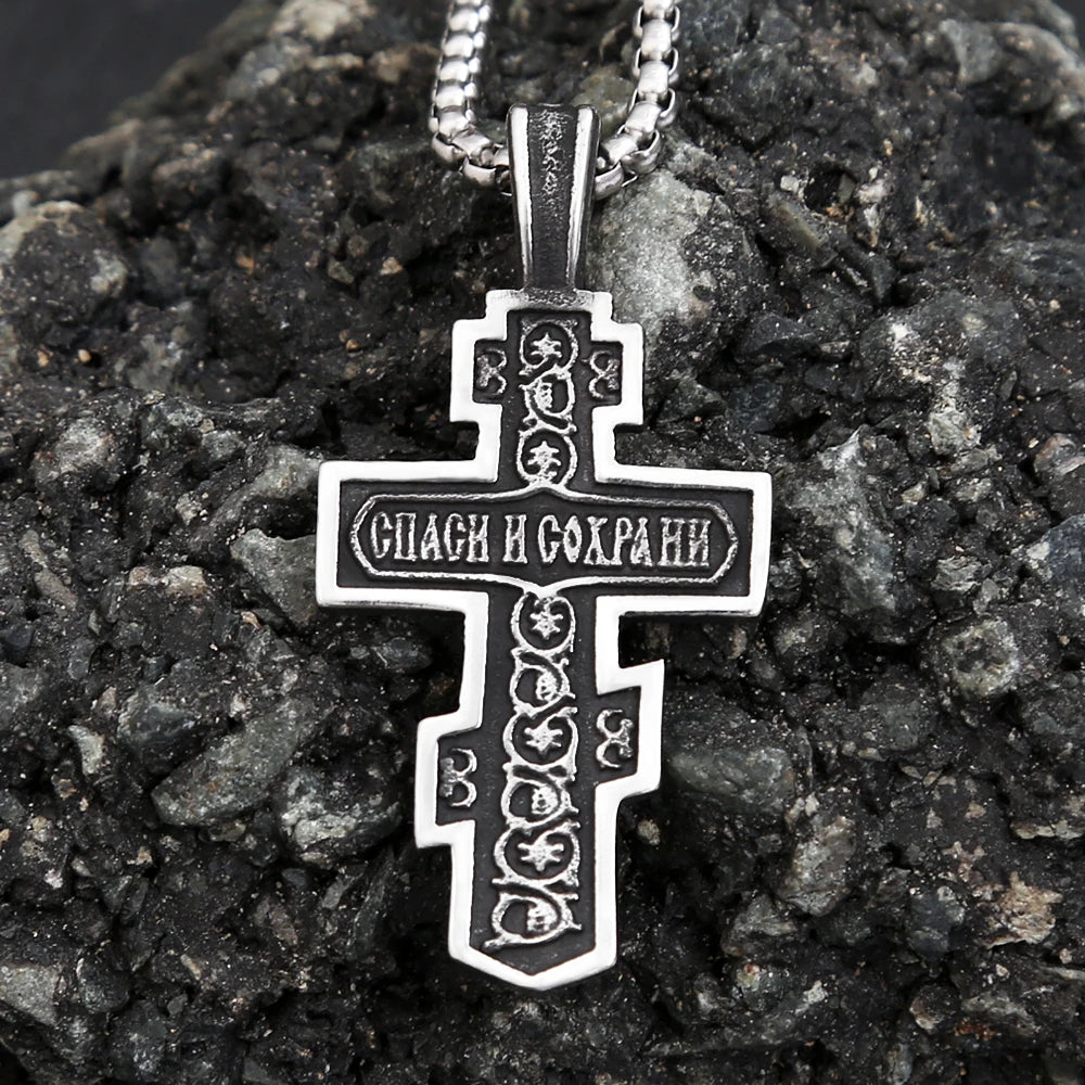 Cross Jesus Steel Pendant 316L Gothic Religious