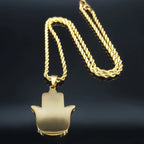 2024 Fashion Hamsa Hand Stainless Steel Chain Necklace for Men Gold Color Necklaces Pendants Jewerly colgante hombre