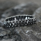 Geometric Hematite Bracelet for Men Biker Jewelry Grey Metal Energy Stone Therapy Punk Style Bangle for Him