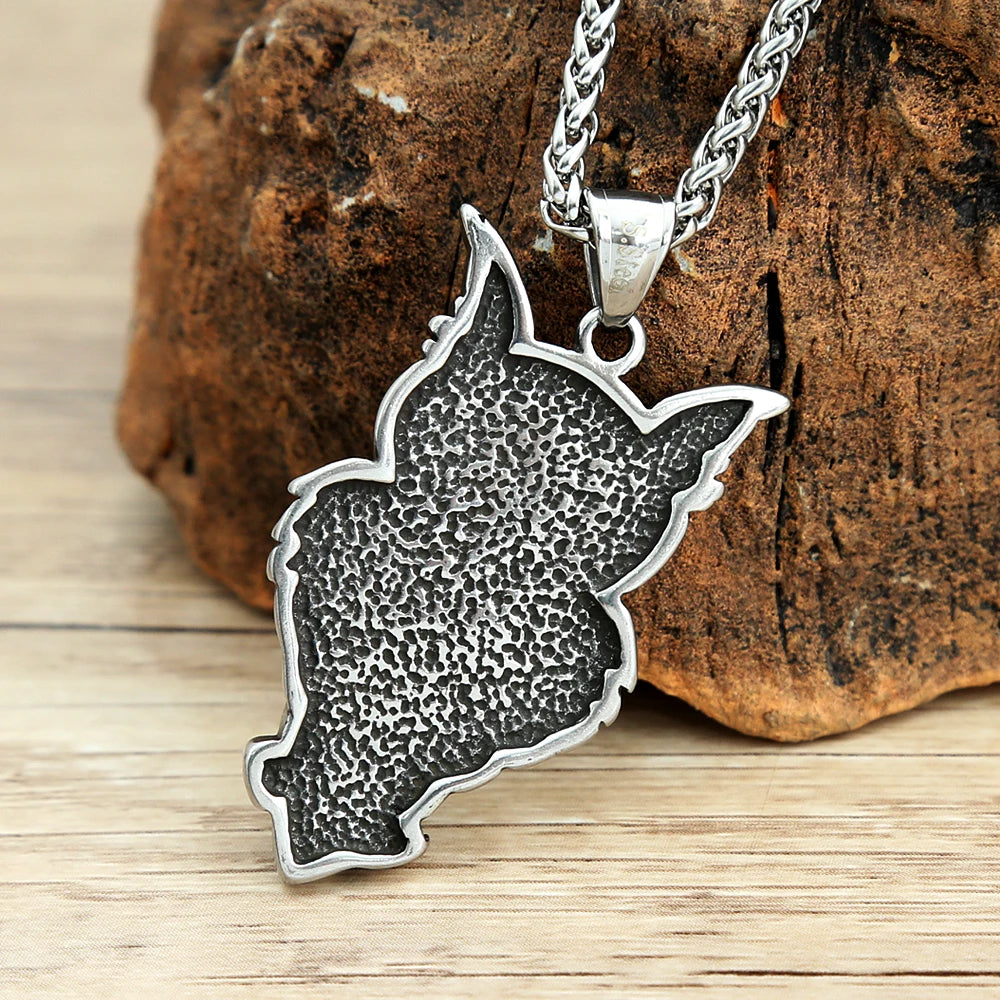 Viking Owl Stainless Steel Pendant Necklace