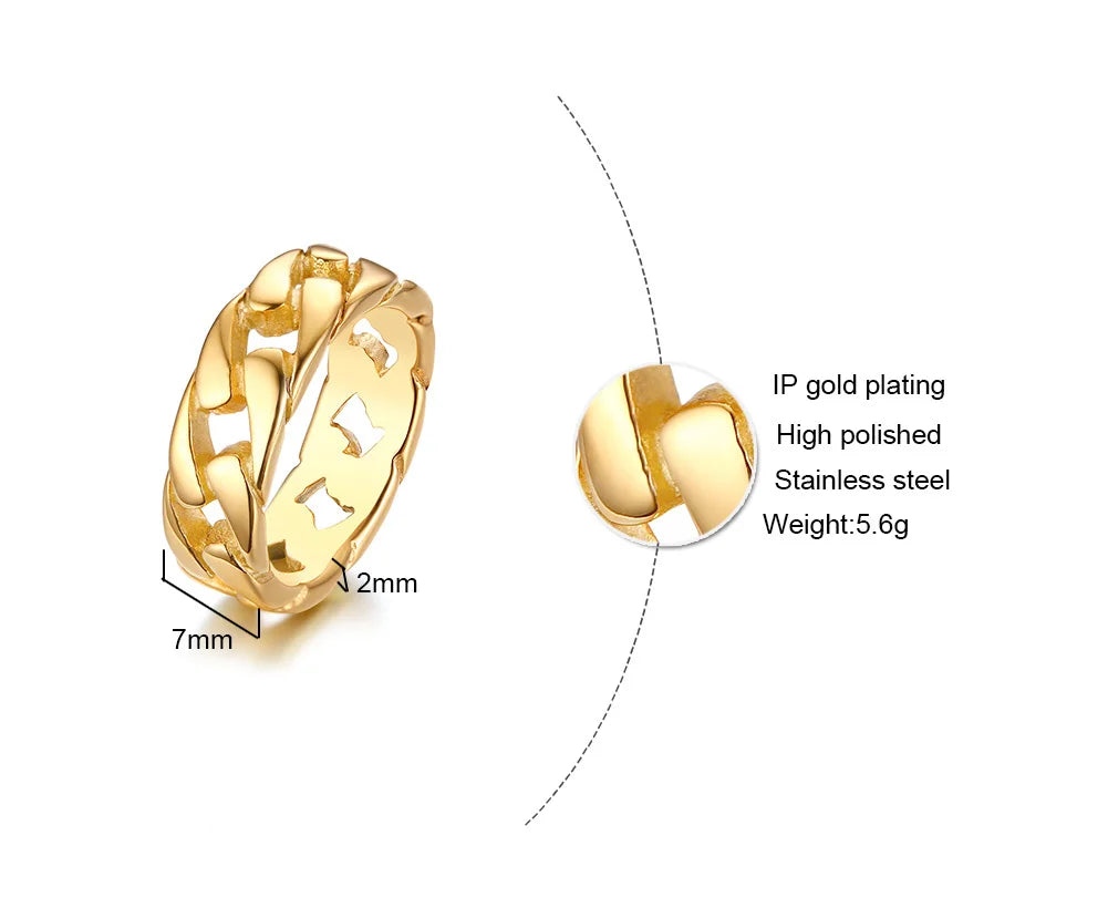 Curb Link Chain Ring — Stainless Steel