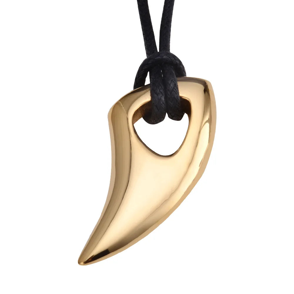 Wolf Tooth Rope Pendant — Stainless Steel