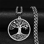 Tree of Life Black Chain Necklace — Stainless Steel