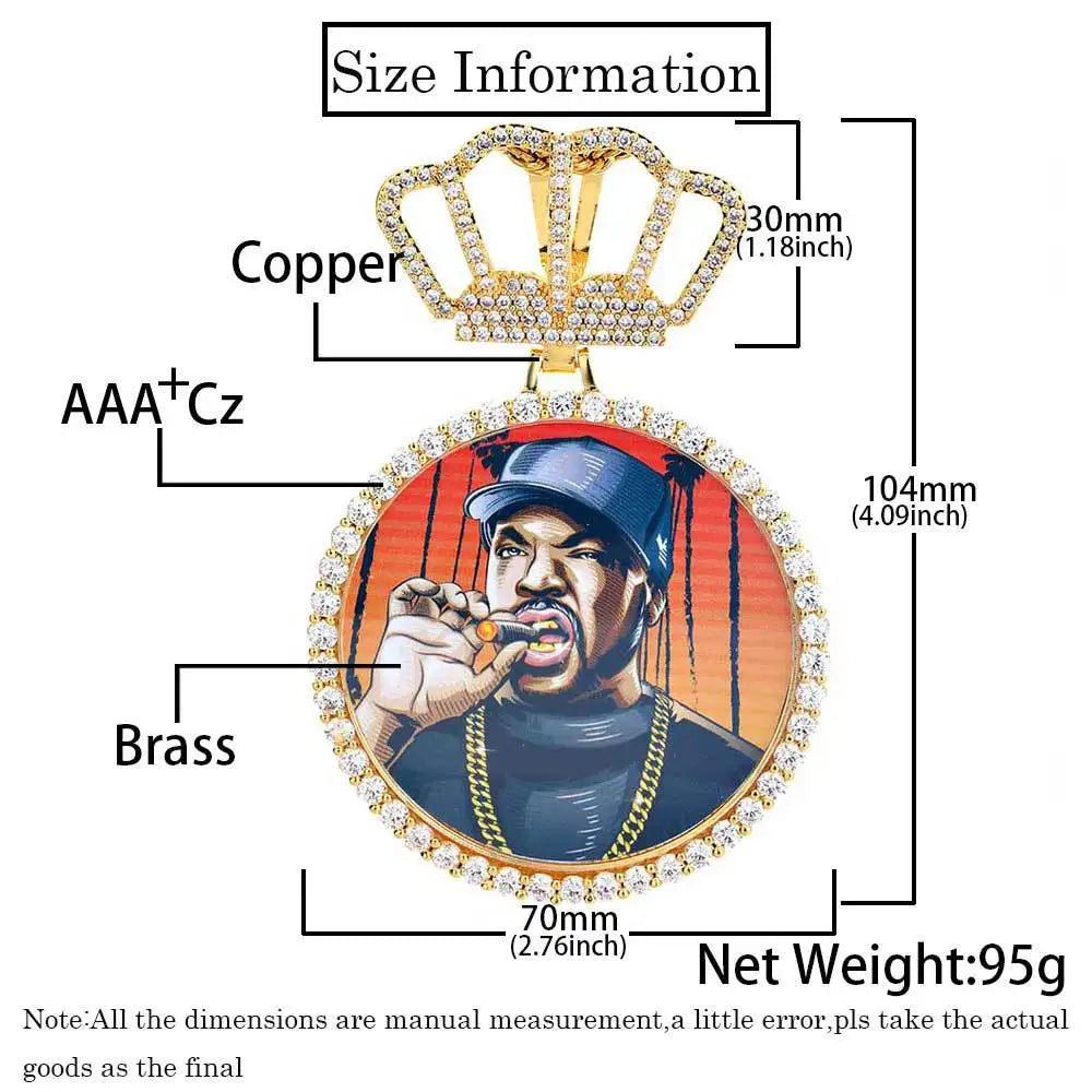 Crown Photo Pendant Necklace Statement