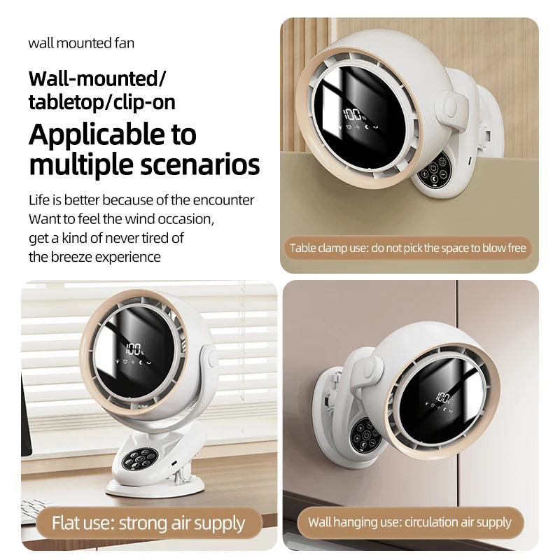 Circulating Clip Fan 4000 mAh Large Capacity Rechargeable Mini Desktop Fan With Remote Control Table Fan With Night