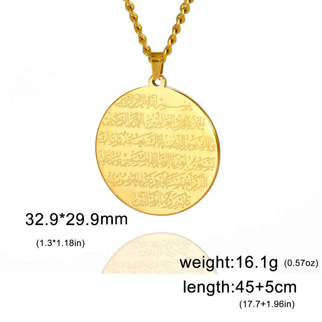 VASSAGO Muslim Allah Necklace Islamic Allah Pendant Necklace Ayatul Kursi Islam Quran Allah Charm Eid Arabic Gift for