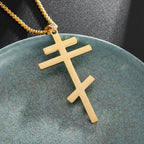 Catholic Jesus Cross Stainless Steel Pendant Necklace for Men Women Vintage Christian Prayer Jewelry
