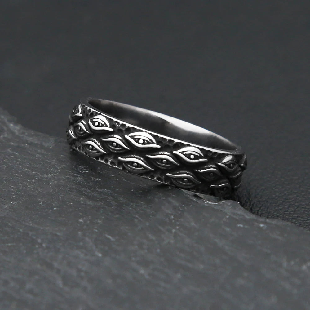 Evil Eye Steel Ring Vintage 316L Japanese Mythology
