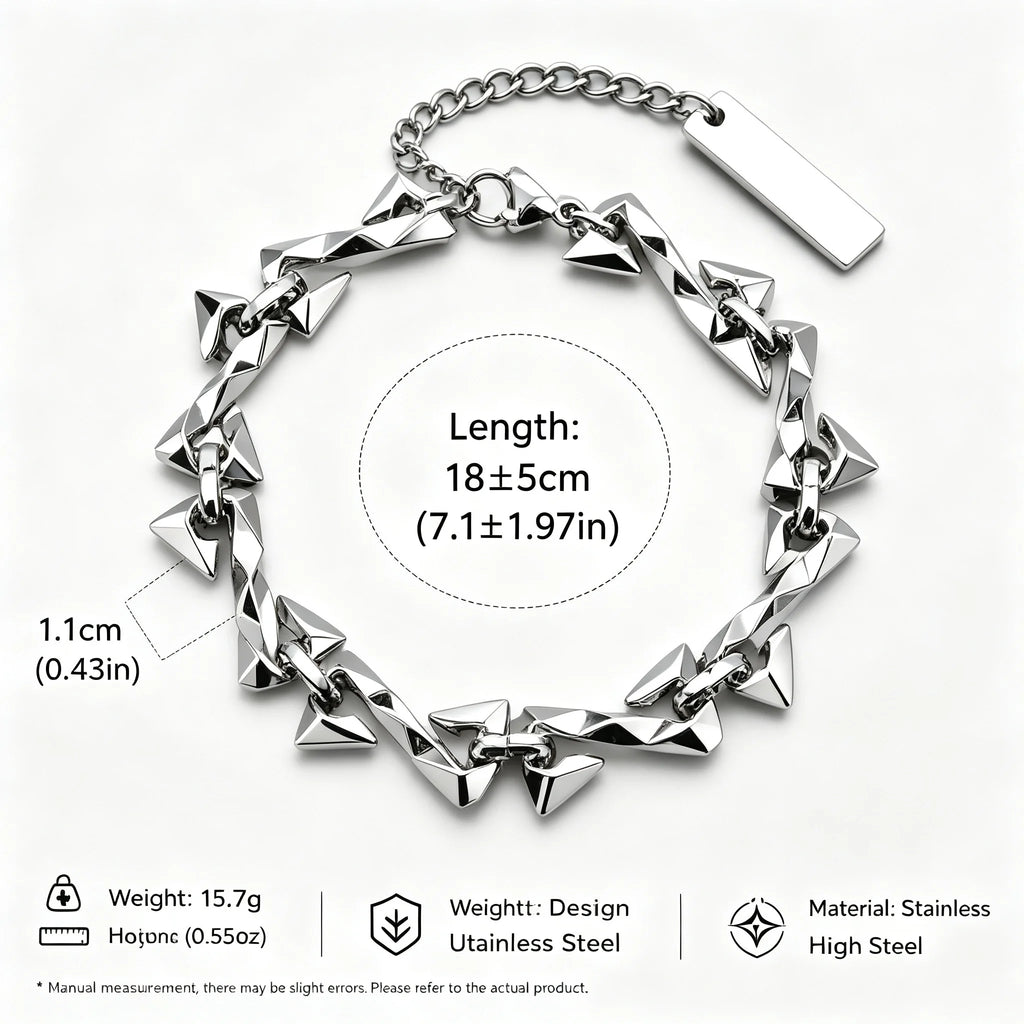 Letter Z Thorn Barbed Wire Link Chain Bracelet for Men & Women