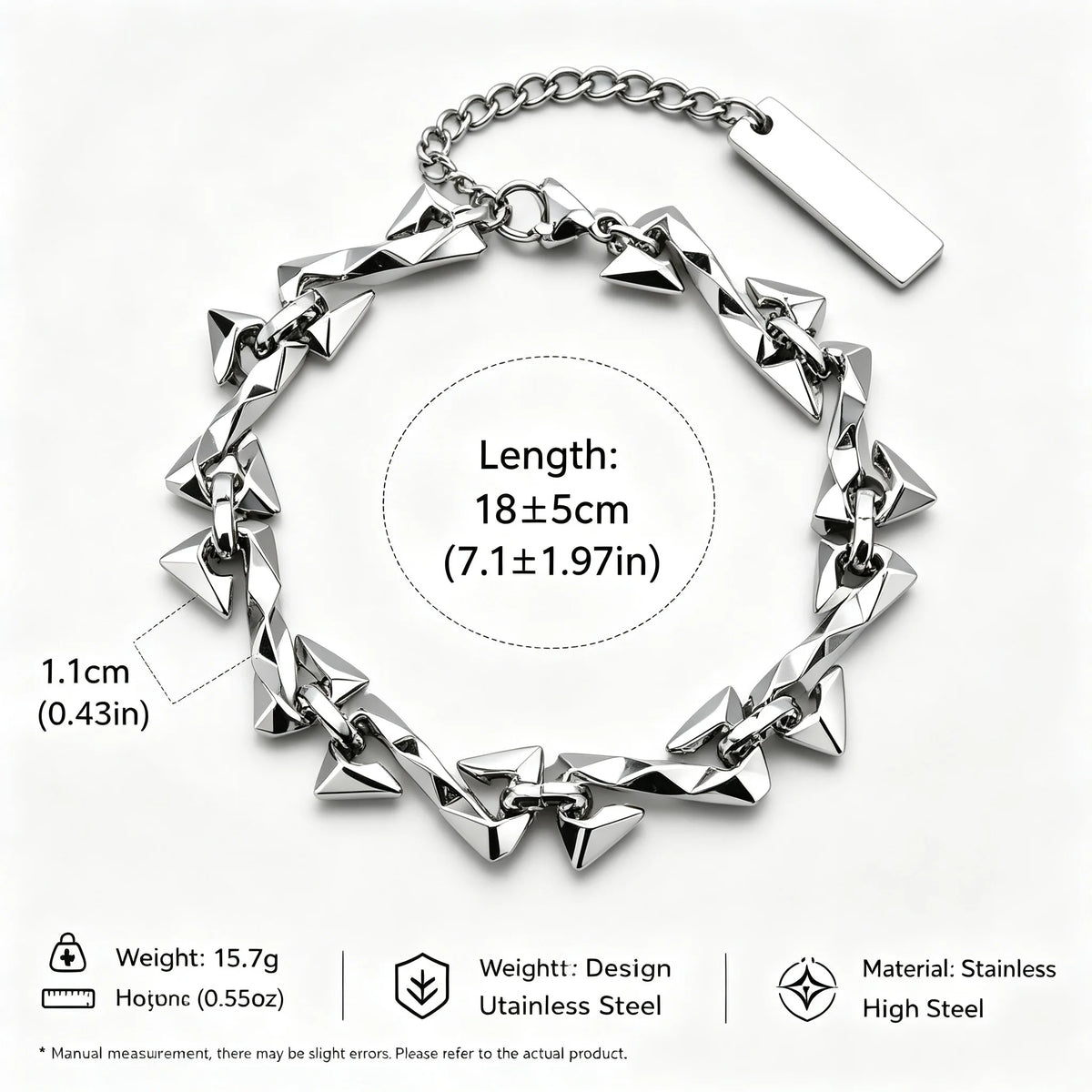 Letter Z Thorn Barbed Wire Link Chain Bracelet for Men & Women