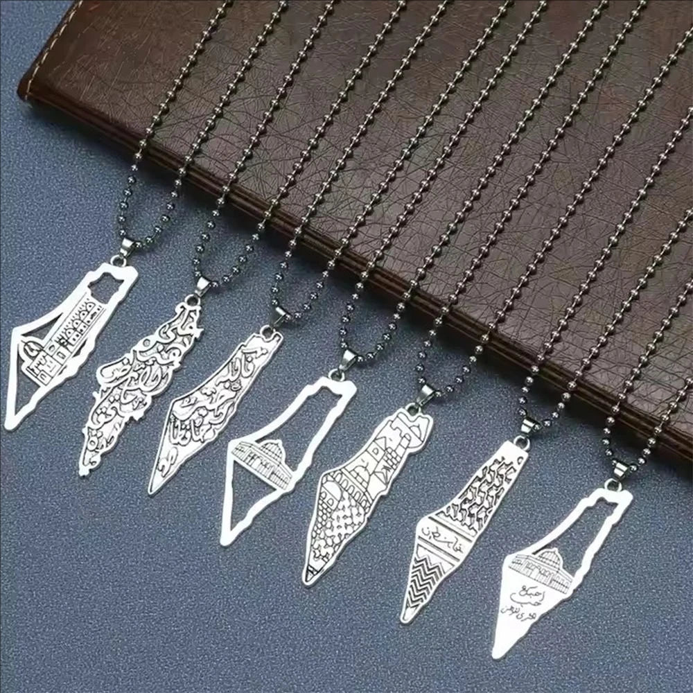 Palestine Map Pendant Necklace — Stainless Steel