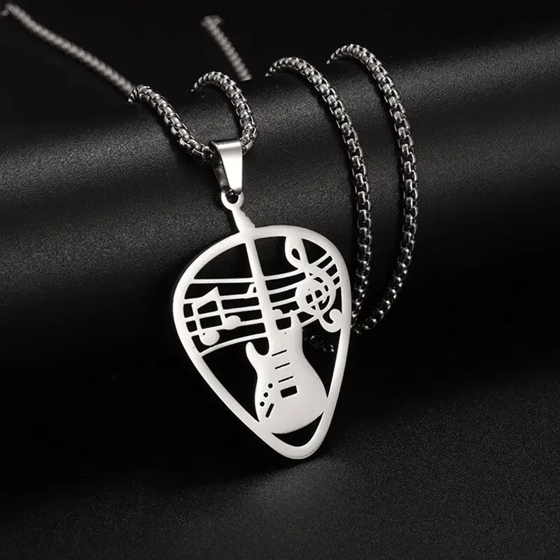 Retro Punk Music Guitar Necklace for Men Personalized Gothic Pendant Fashion Hip Hop Rock Singer Jewelry Gift