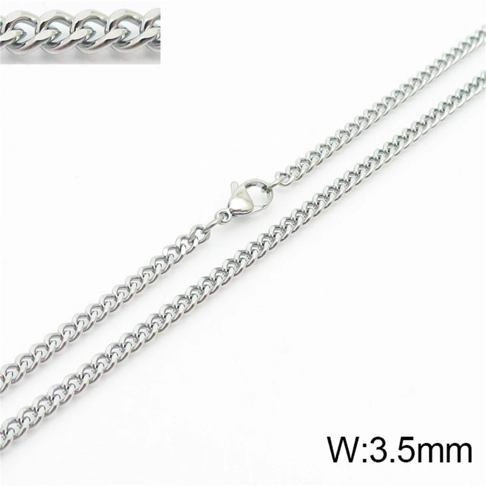 Punk Curb Cuban Link Chain Men Women Stainless Steel Long Necklace Fashion Tide Hip Hop Sweater Accessories Party Jewelry Gifts