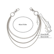 Punk Triple-Strand Star Charm Jeans Chain Keychain
