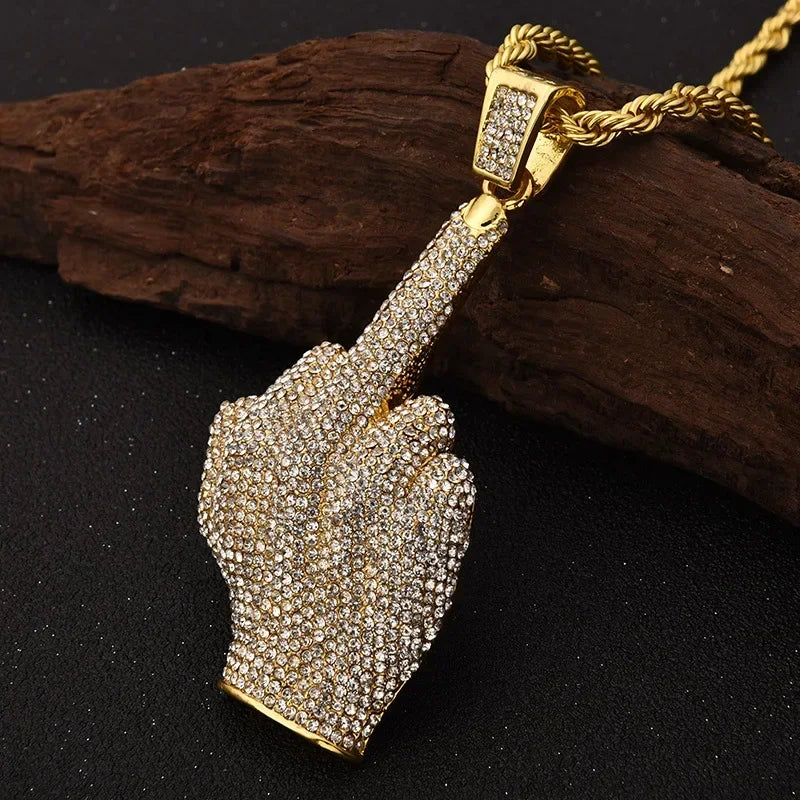 Hip Hop Iec Out Put Crystal Zirconia Dollar Sign Pendant Necklace Fashion Punk Cool Rock Rap Party Jewelry Accessories