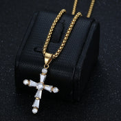 Iced Out Cross Tennis Chain Necklace — Stainless Steel
