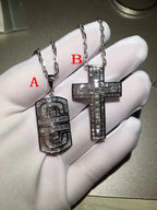 14K White Gold Lab Diamond Cross Pendant Party Wedding Pendants Necklace for Women Men Anniversary Jewelry Gift