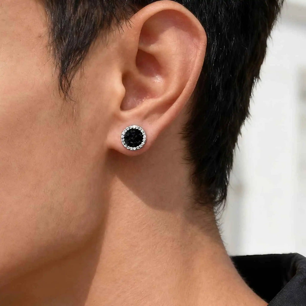 Iced Out Rhinestone Magnetic Ear Clip — Stainless Steel