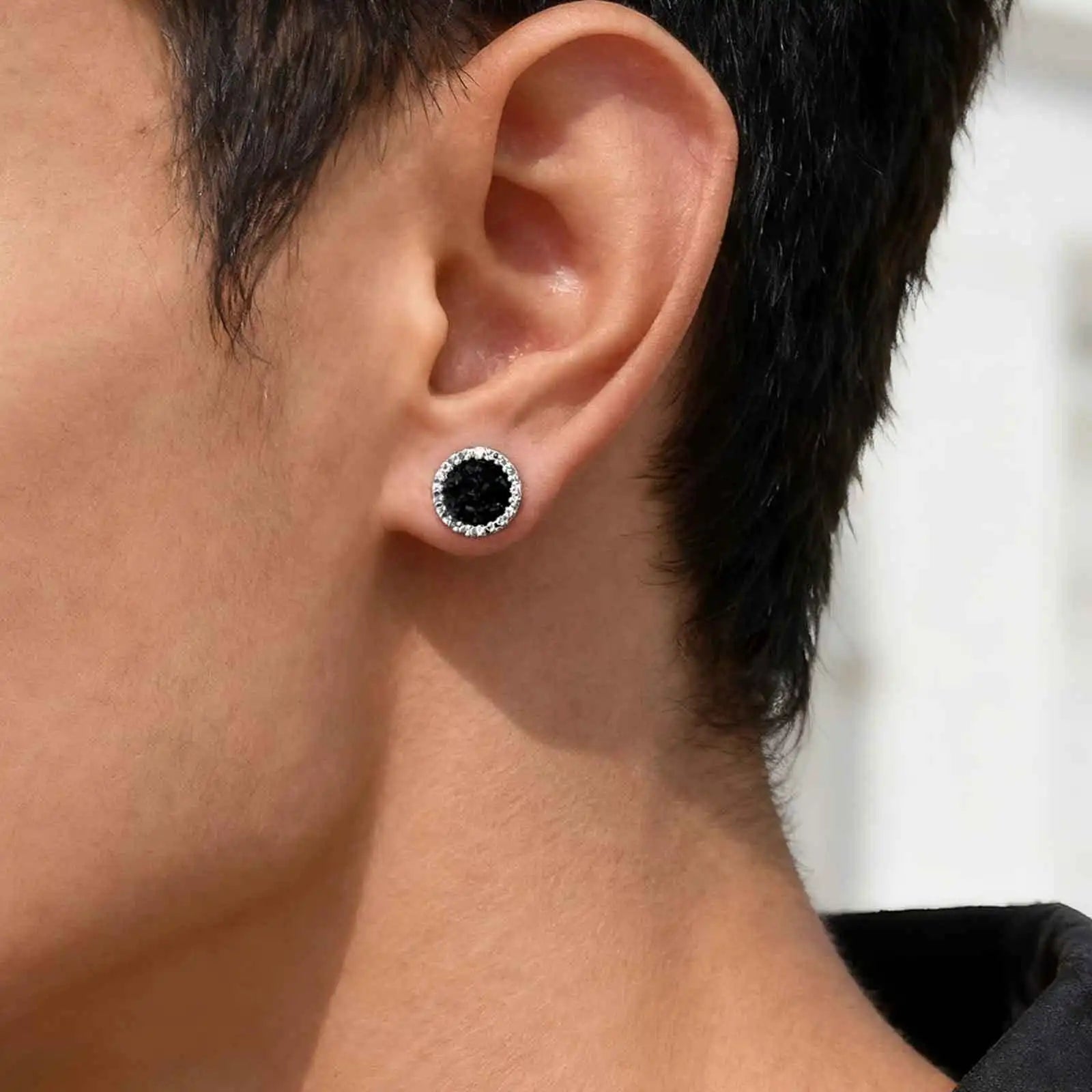 Iced Out Rhinestone Magnetic Ear Clip — Stainless Steel