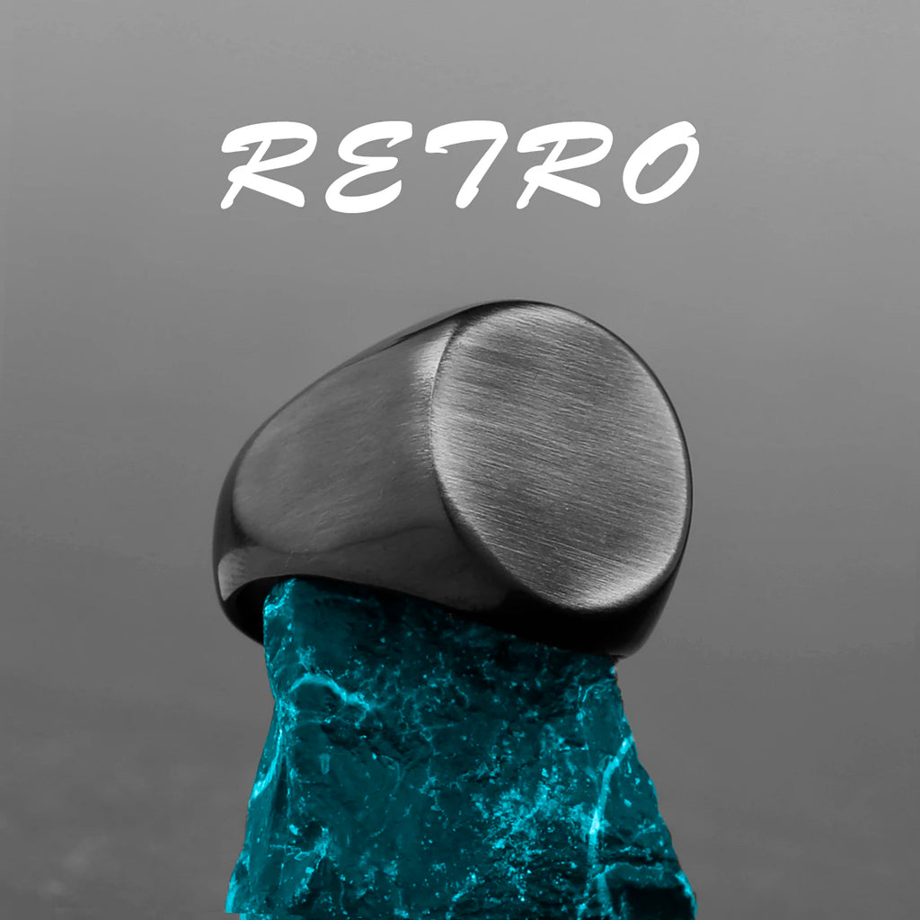 Simple Punk Retro Black Stainless Steel Mens Rings for Women Couple Lover Boy Girlfriend Biker Jewelry Creativity Gift