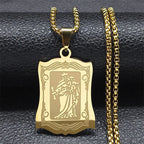 Archangel St.Michael Protect Me Necklace Stainless Steel Saint Shield Protection Male Necklace Jewelry corrente