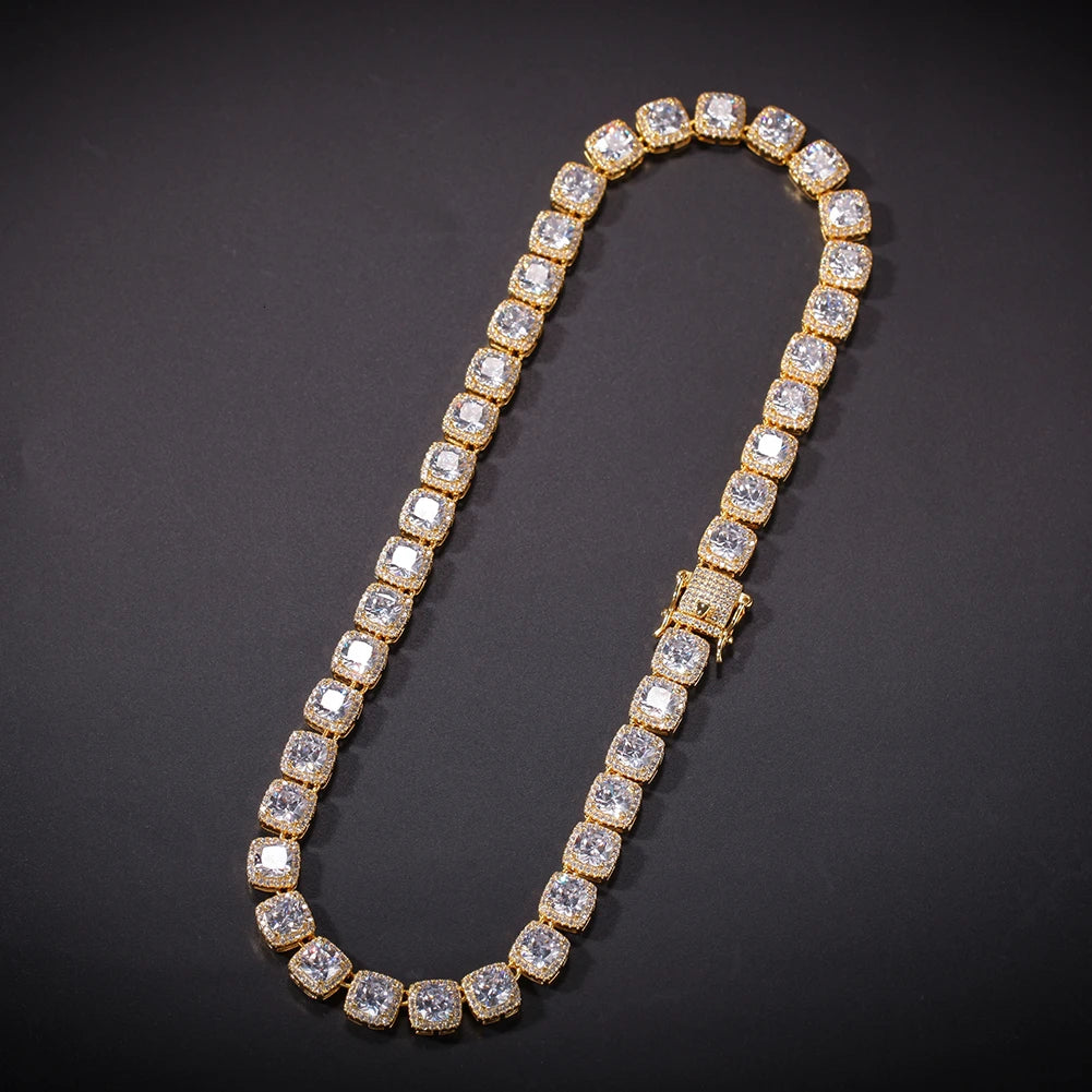 Uwin 10mm Square CZ Tennis Chain Luxury Bling Full Iced Out Necklace Men Miceo Pave Setting Jewelry Women Accessories New In