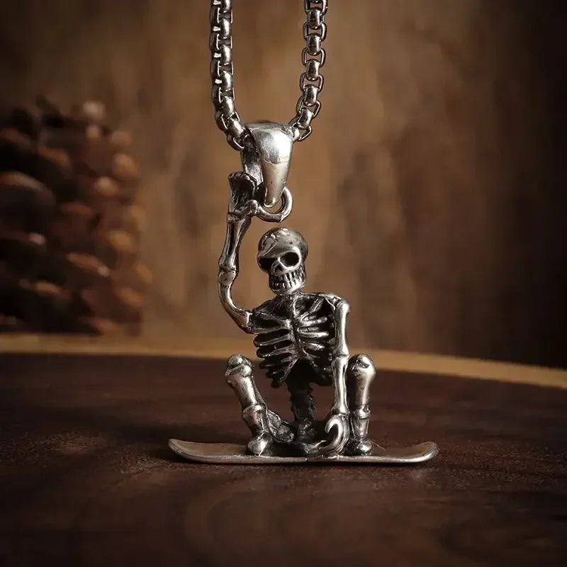 Retro Gothic Golden Cross Skull Pendant Necklace for Men Fashion Party Rock Motorcycle Riding Punk Jewelry Gift