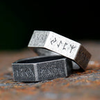 2023 New Creative Style 316L Stainless Steel Hexagon Viking Nordic Runes Ring For Men Fashion Biker Cool Jewelry Gift